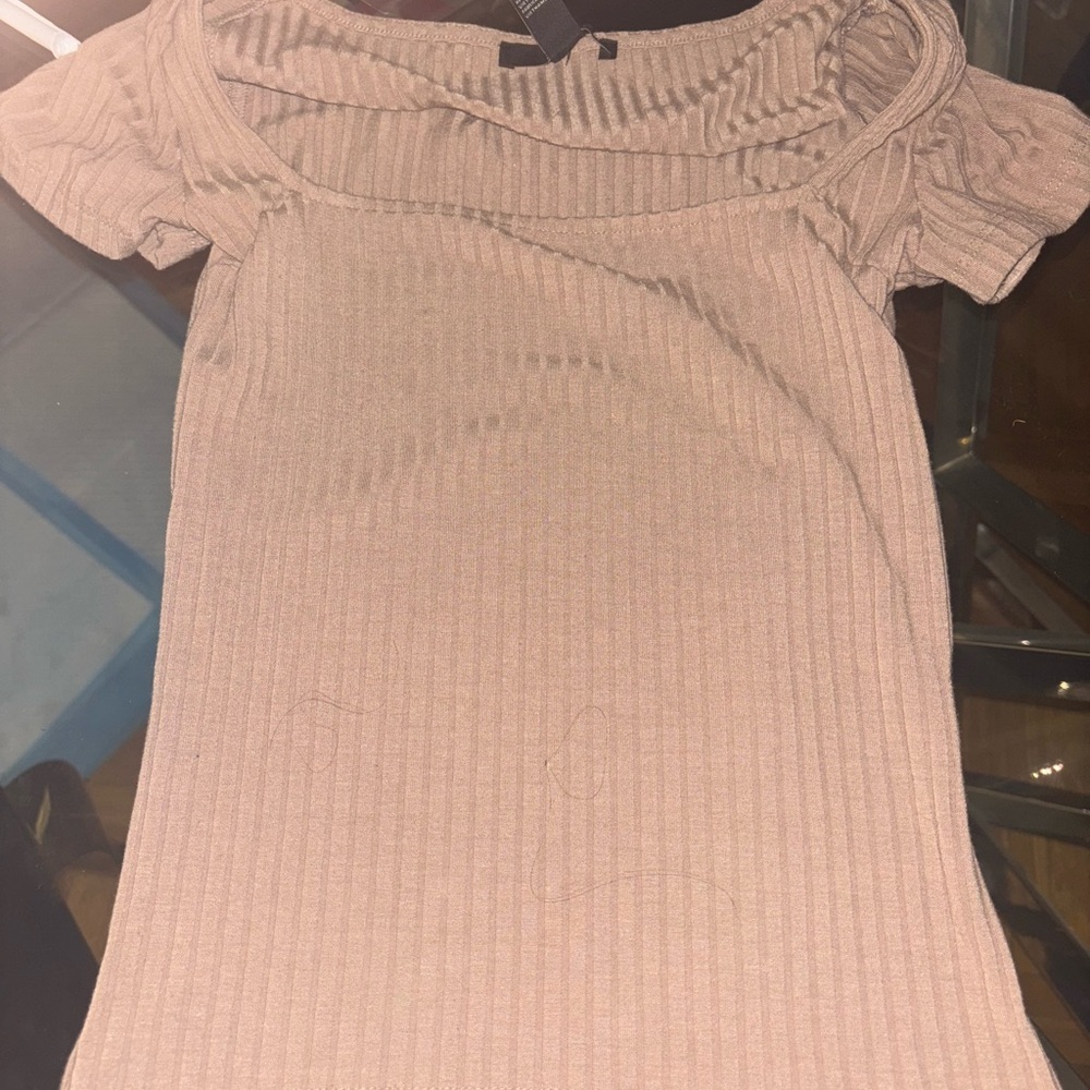 Forever 21 Tan Off-the-Shoulder Sweater